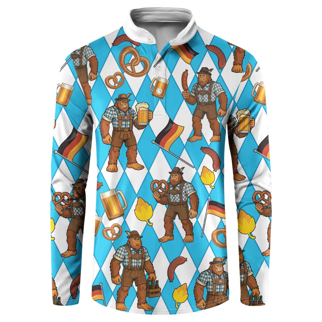 Funny Bigfoot Oktoberfest Button Sweatshirt Sasquatch Beer Pretzel Bavarian - Wonder Print Shop