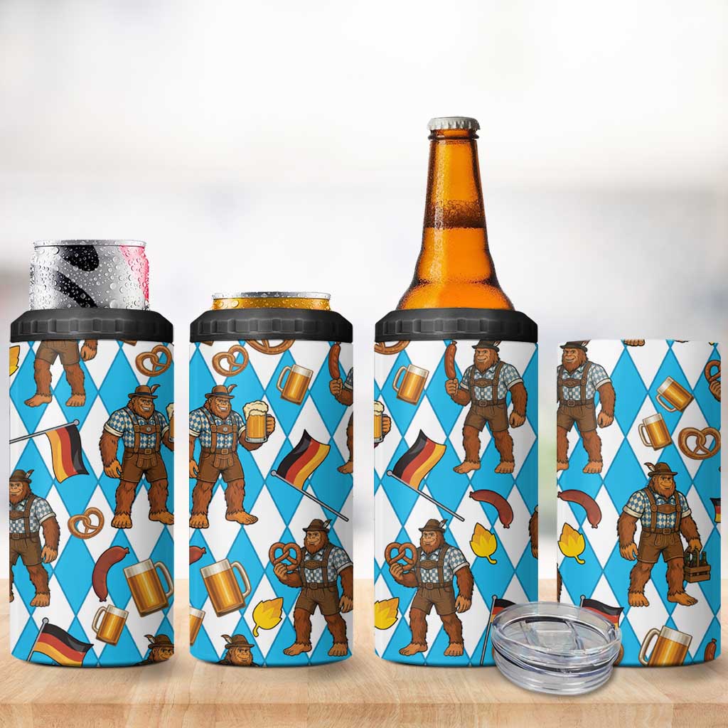Funny Bigfoot Oktoberfest 4 in 1 Can Cooler Tumbler Sasquatch Beer Pretzel Bavarian - Wonder Print Shop