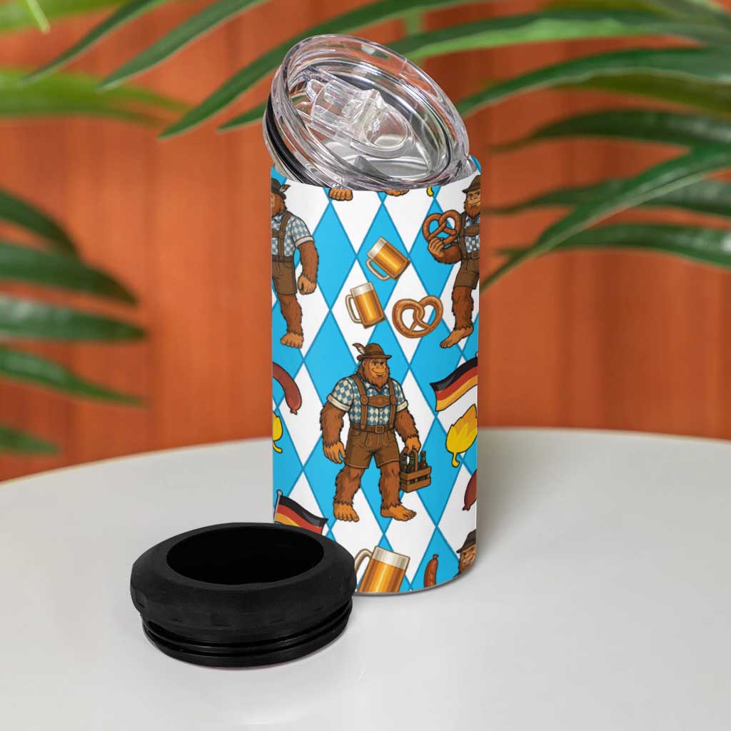 Funny Bigfoot Oktoberfest 4 in 1 Can Cooler Tumbler Sasquatch Beer Pretzel Bavarian - Wonder Print Shop