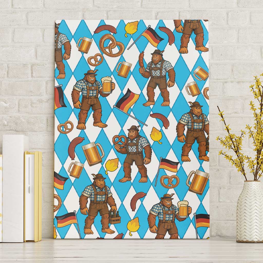 Funny Bigfoot Oktoberfest Canvas Wall Art Sasquatch Beer Pretzel Bavarian - Wonder Print Shop