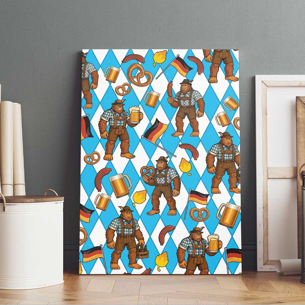 Funny Bigfoot Oktoberfest Canvas Wall Art Sasquatch Beer Pretzel Bavarian - Wonder Print Shop