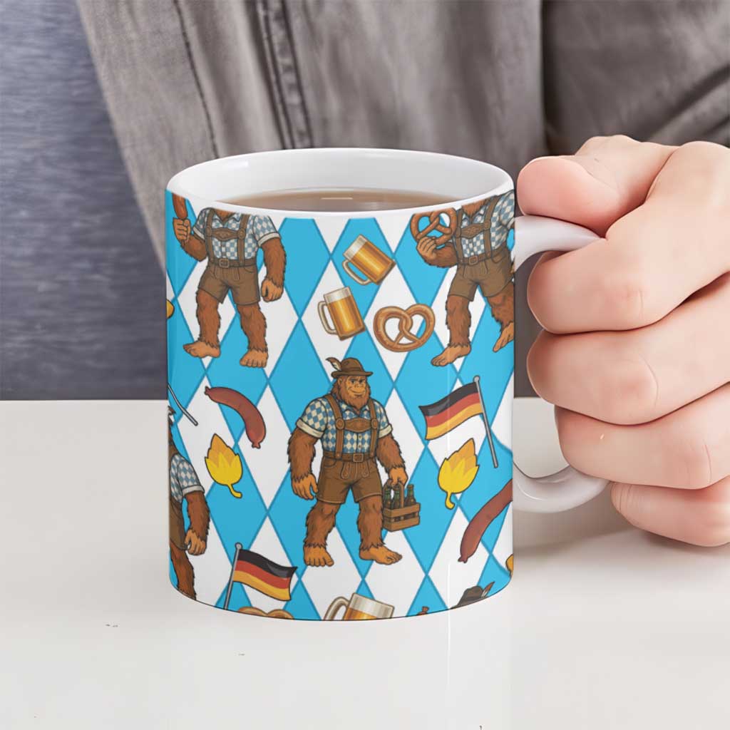 Funny Bigfoot Oktoberfest Ceramic Mug Sasquatch Beer Pretzel Bavarian - Wonder Print Shop