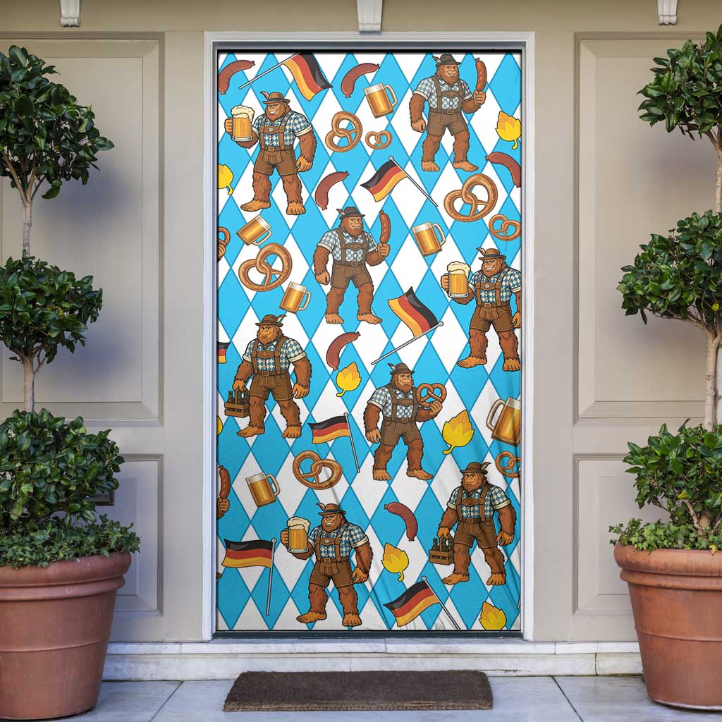 Funny Bigfoot Oktoberfest Door Cover Sasquatch Beer Pretzel Bavarian - Wonder Print Shop