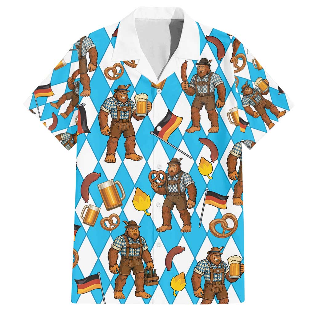 Funny Bigfoot Oktoberfest Family Matching Long Sleeve Bodycon Dress and Hawaiian Shirt Sasquatch Beer Pretzel Bavarian - Wonder Print Shop