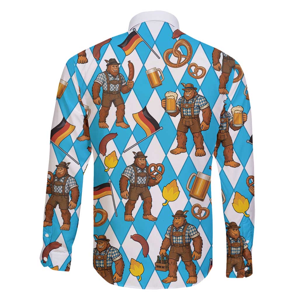 Funny Bigfoot Oktoberfest Family Matching Long Sleeve Bodycon Dress and Hawaiian Shirt Sasquatch Beer Pretzel Bavarian - Wonder Print Shop