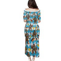 Funny Bigfoot Oktoberfest Family Matching Puletasi and Hawaiian Shirt Sasquatch Beer Pretzel Bavarian - Wonder Print Shop