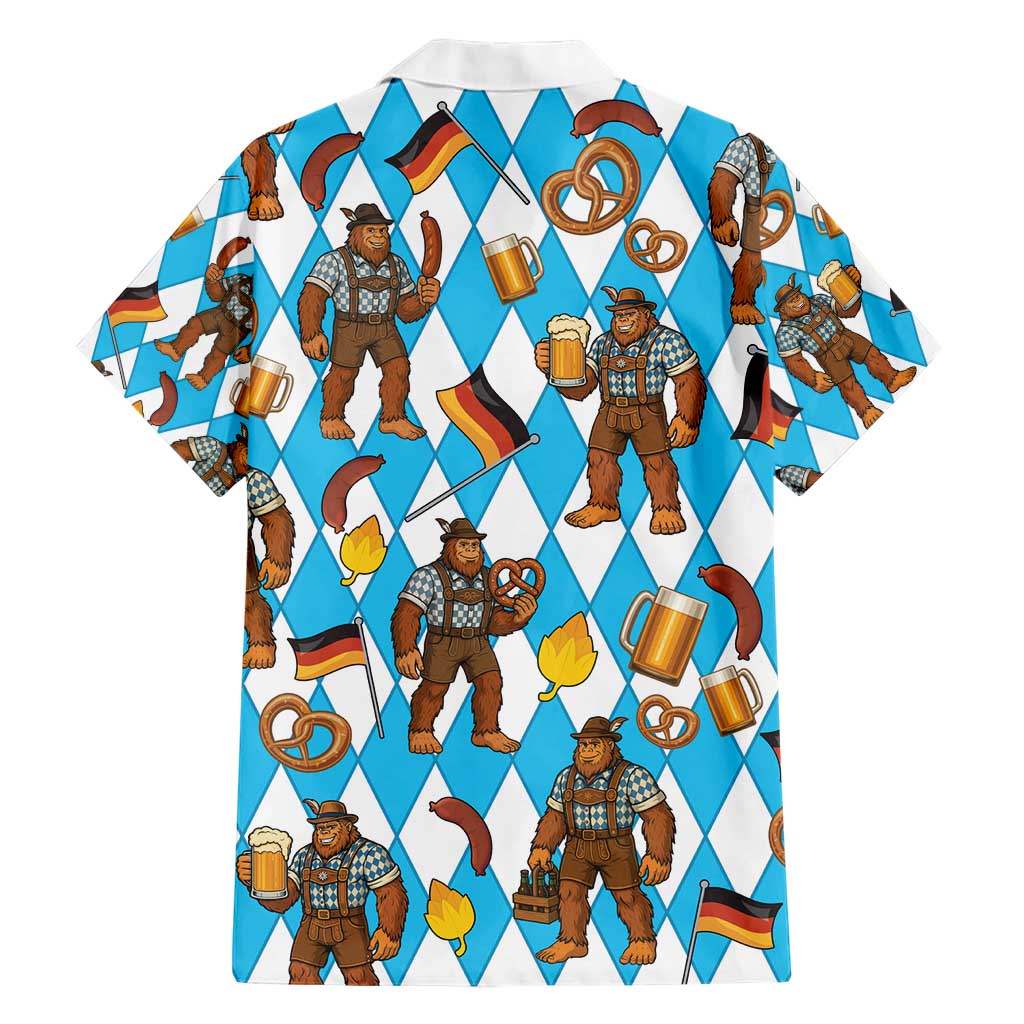 Funny Bigfoot Oktoberfest Family Matching Short Sleeve Bodycon Dress and Hawaiian Shirt Sasquatch Beer Pretzel Bavarian - Wonder Print Shop