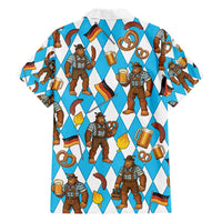 Funny Bigfoot Oktoberfest Family Matching Short Sleeve Bodycon Dress and Hawaiian Shirt Sasquatch Beer Pretzel Bavarian - Wonder Print Shop
