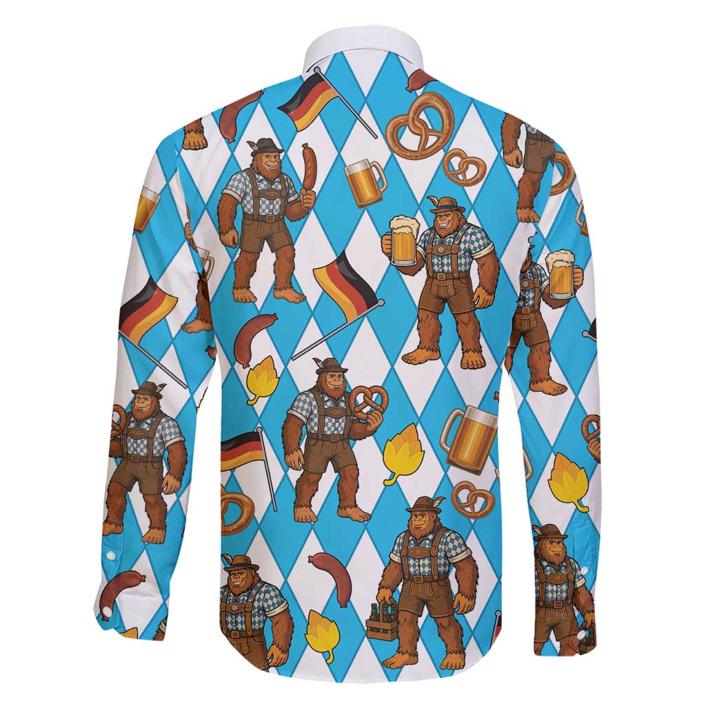 Funny Bigfoot Oktoberfest Family Matching Short Sleeve Bodycon Dress and Hawaiian Shirt Sasquatch Beer Pretzel Bavarian - Wonder Print Shop