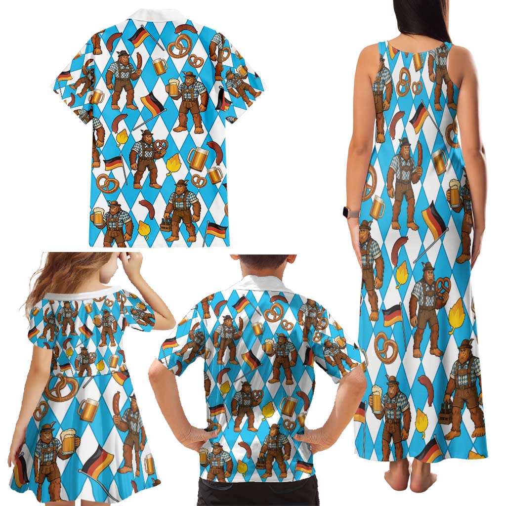 Funny Bigfoot Oktoberfest Family Matching Tank Maxi Dress and Hawaiian Shirt Sasquatch Beer Pretzel Bavarian - Wonder Print Shop