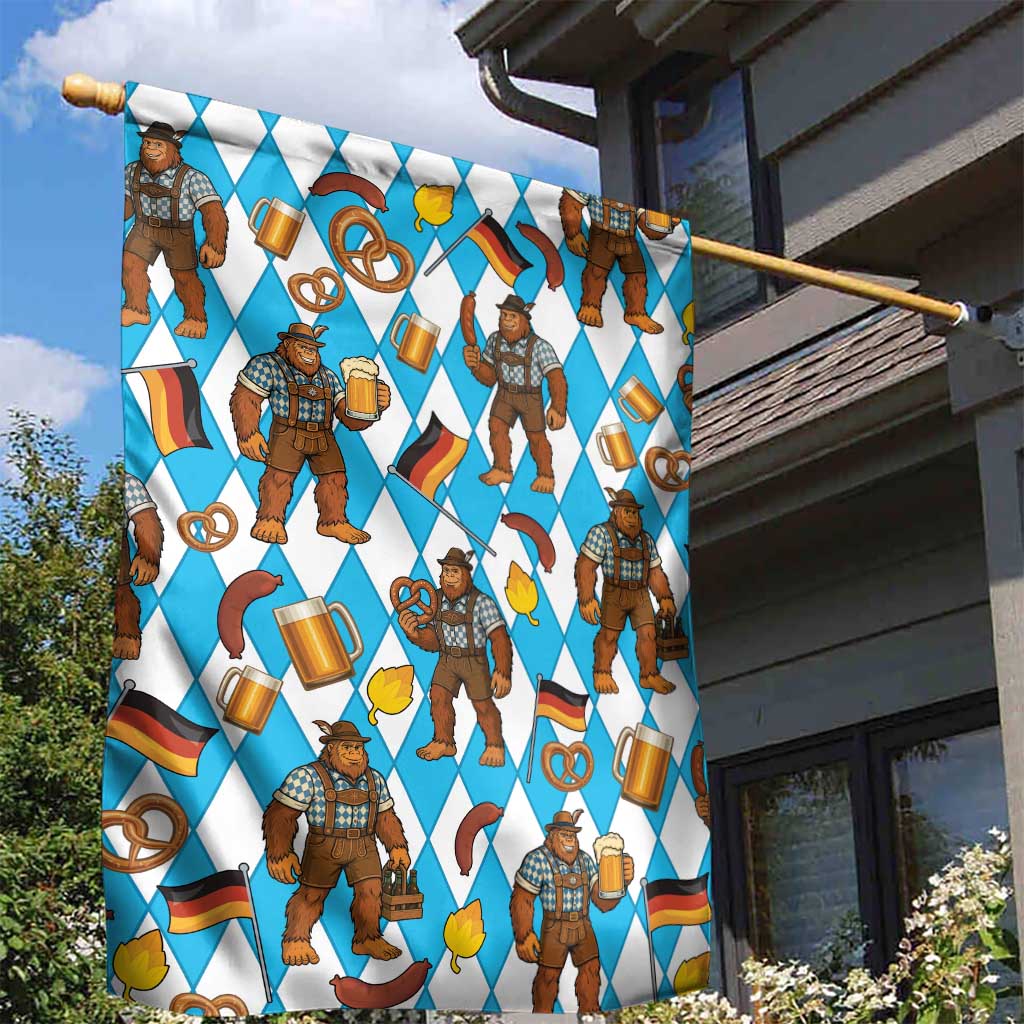Funny Bigfoot Oktoberfest Garden Flag Sasquatch Beer Pretzel Bavarian - Wonder Print Shop