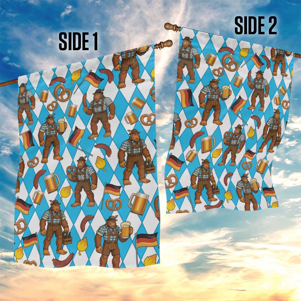 Funny Bigfoot Oktoberfest Garden Flag Sasquatch Beer Pretzel Bavarian - Wonder Print Shop