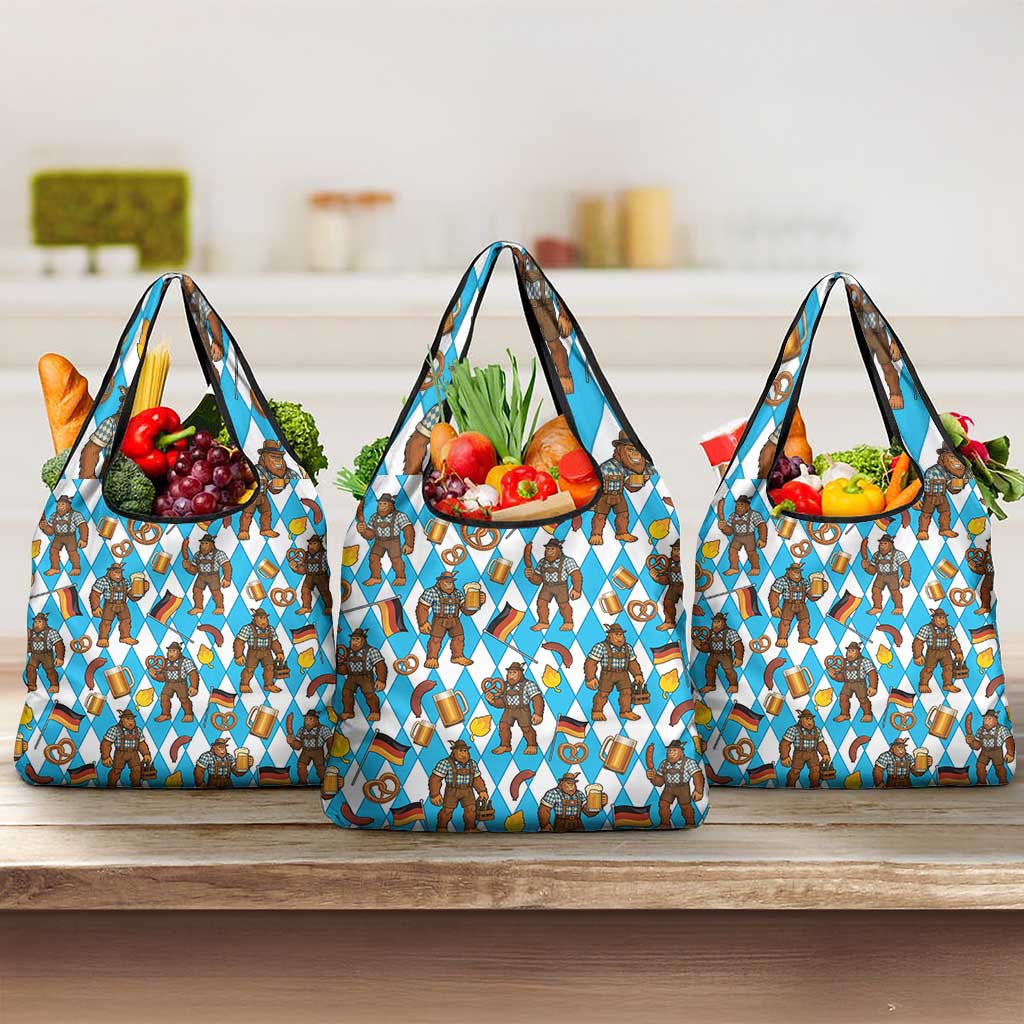 Funny Bigfoot Oktoberfest Grocery Bag Sasquatch Beer Pretzel Bavarian - Wonder Print Shop