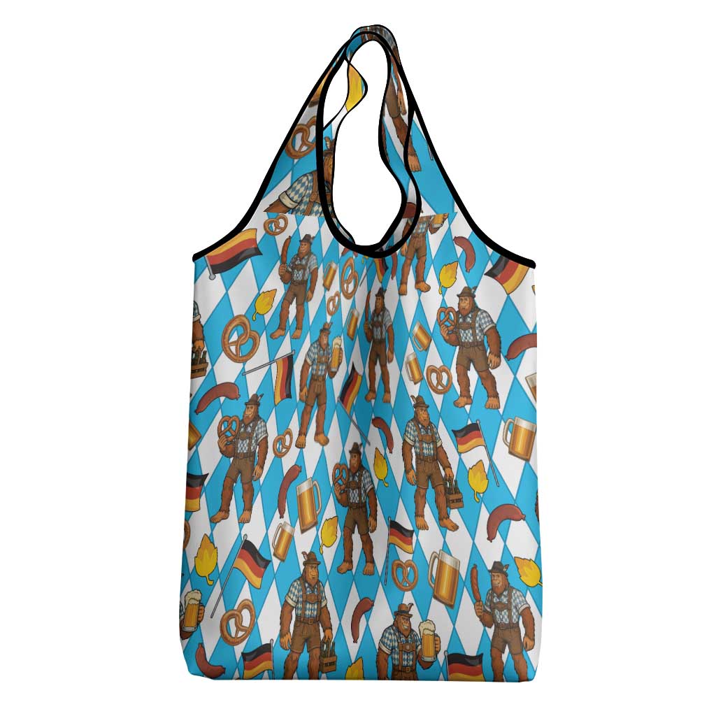 Funny Bigfoot Oktoberfest Grocery Bag Sasquatch Beer Pretzel Bavarian - Wonder Print Shop