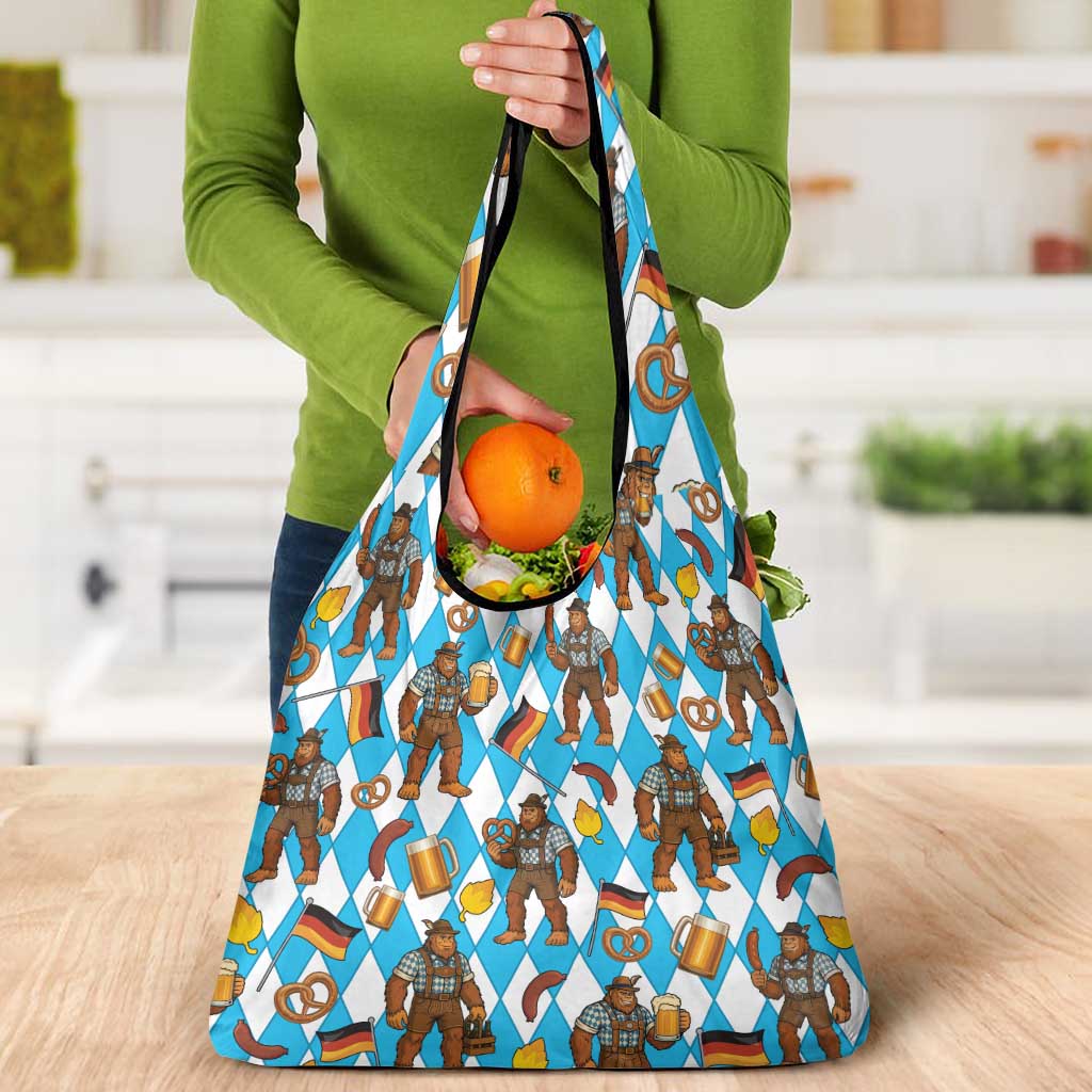 Funny Bigfoot Oktoberfest Grocery Bag Sasquatch Beer Pretzel Bavarian - Wonder Print Shop