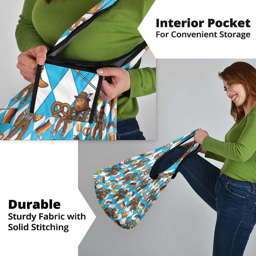 Funny Bigfoot Oktoberfest Grocery Bag Sasquatch Beer Pretzel Bavarian - Wonder Print Shop