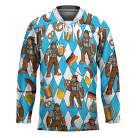 Funny Bigfoot Oktoberfest Hockey Jersey Sasquatch Beer Pretzel Bavarian - Wonder Print Shop