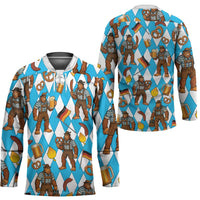 Funny Bigfoot Oktoberfest Hockey Jersey Sasquatch Beer Pretzel Bavarian - Wonder Print Shop