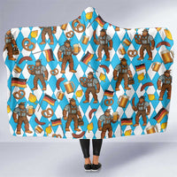 Funny Bigfoot Oktoberfest Hooded Blanket Sasquatch Beer Pretzel Bavarian - Wonder Print Shop
