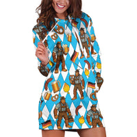 Funny Bigfoot Oktoberfest Hoodie Dress Sasquatch Beer Pretzel Bavarian - Wonder Print Shop