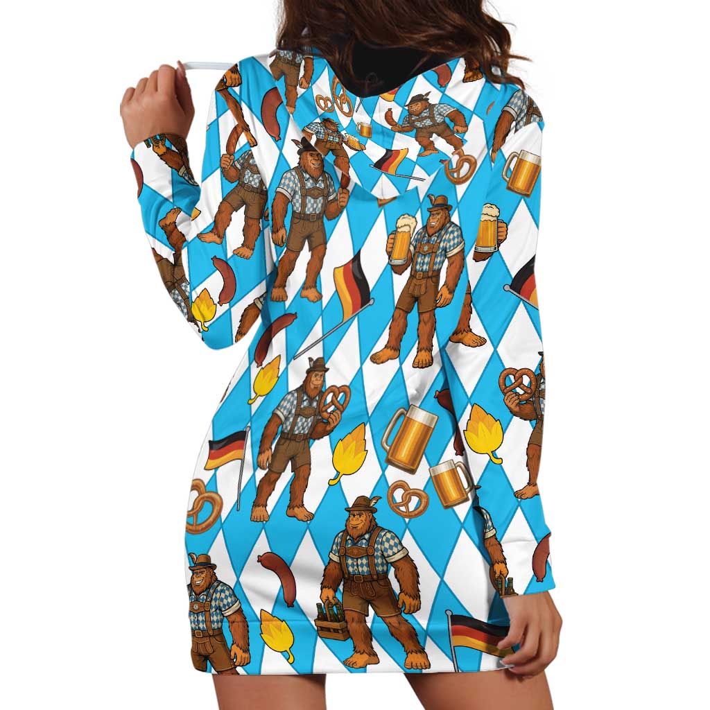 Funny Bigfoot Oktoberfest Hoodie Dress Sasquatch Beer Pretzel Bavarian - Wonder Print Shop