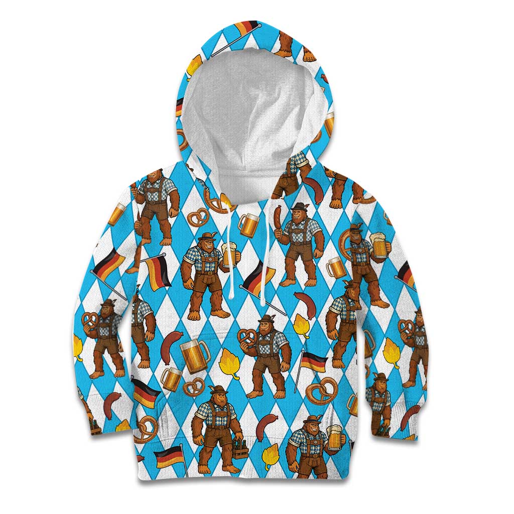 Funny Bigfoot Oktoberfest Kid Hoodie Sasquatch Beer Pretzel Bavarian - Wonder Print Shop