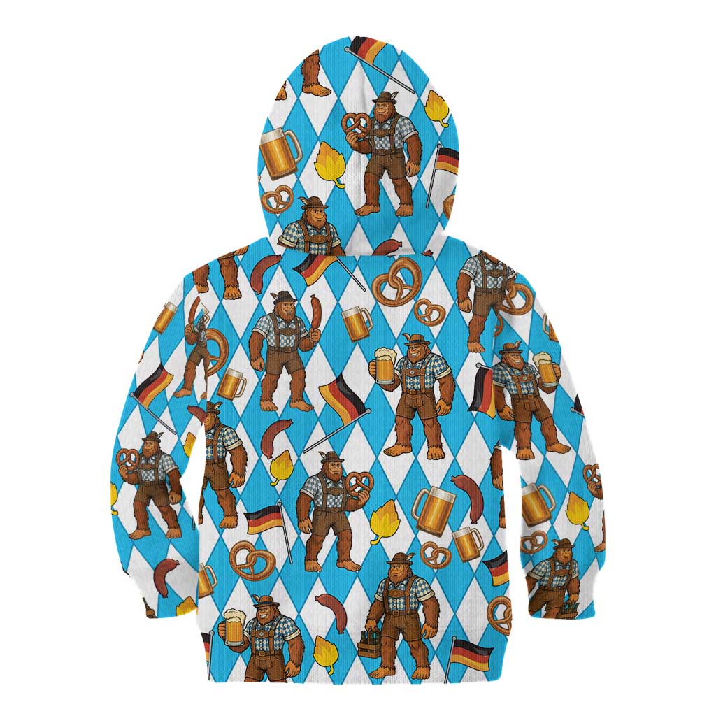 Funny Bigfoot Oktoberfest Kid Hoodie Sasquatch Beer Pretzel Bavarian - Wonder Print Shop