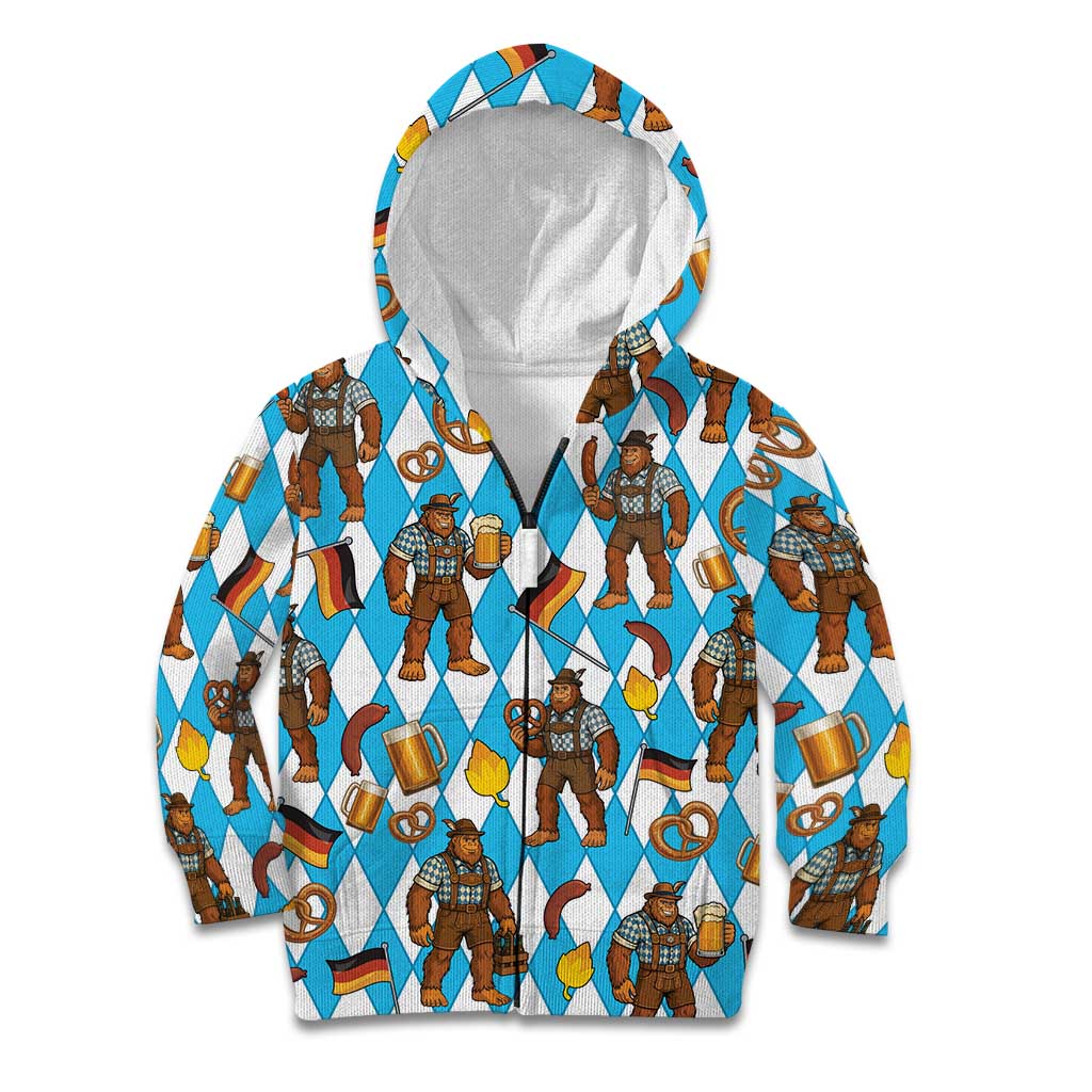 Funny Bigfoot Oktoberfest Kid Hoodie Sasquatch Beer Pretzel Bavarian - Wonder Print Shop
