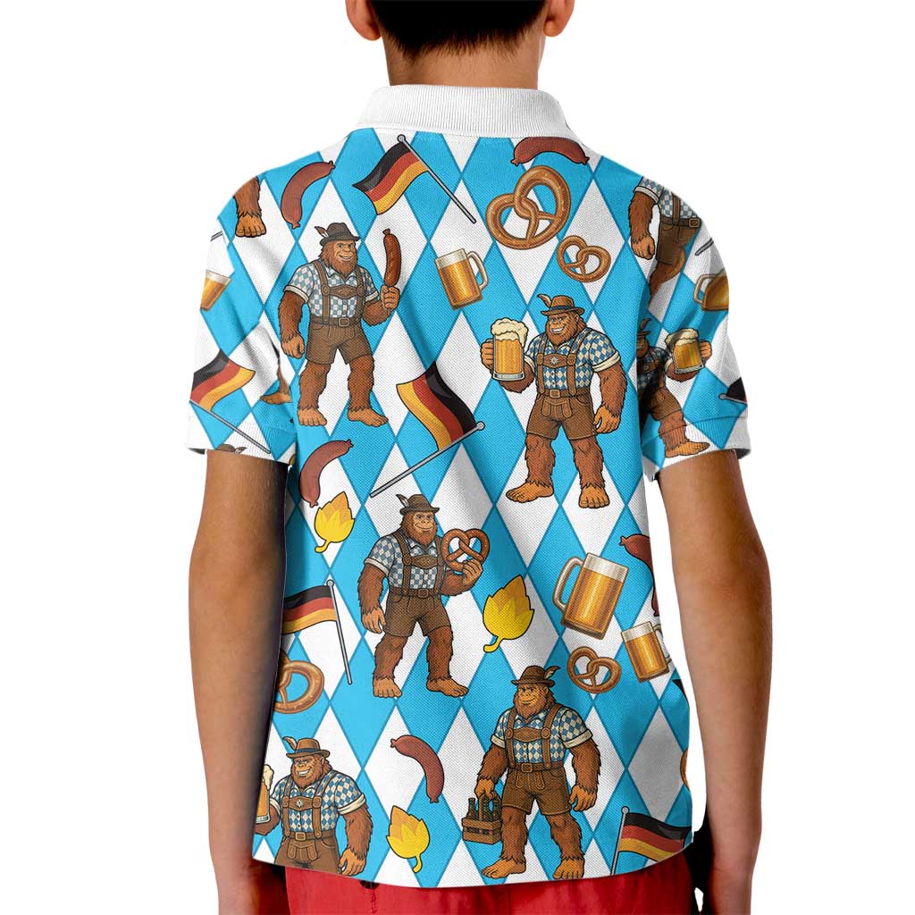 Funny Bigfoot Oktoberfest Kid Polo Shirt Sasquatch Beer Pretzel Bavarian - Wonder Print Shop