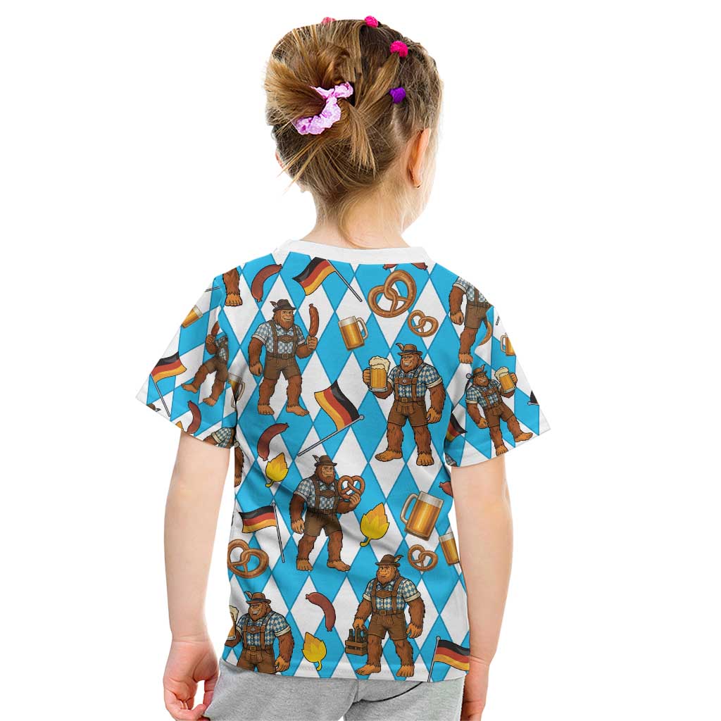 Funny Bigfoot Oktoberfest Kid T Shirt Sasquatch Beer Pretzel Bavarian - Wonder Print Shop