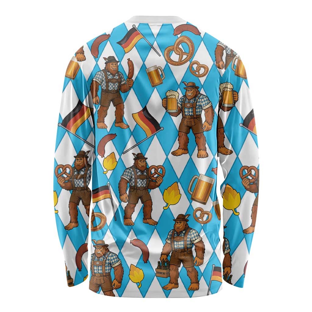 Funny Bigfoot Oktoberfest Long Sleeve Shirt Sasquatch Beer Pretzel Bavarian - Wonder Print Shop