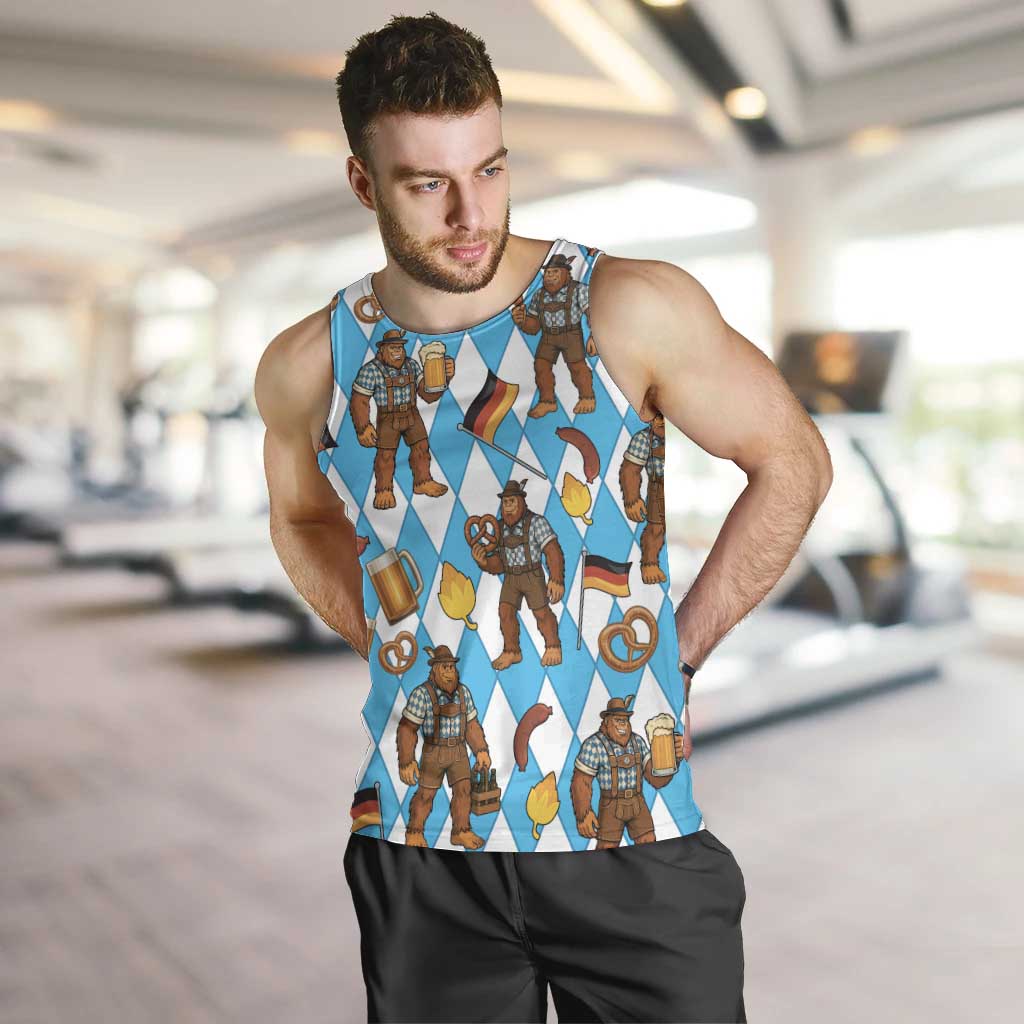 Funny Bigfoot Oktoberfest Men Tank Top Sasquatch Beer Pretzel Bavarian - Wonder Print Shop