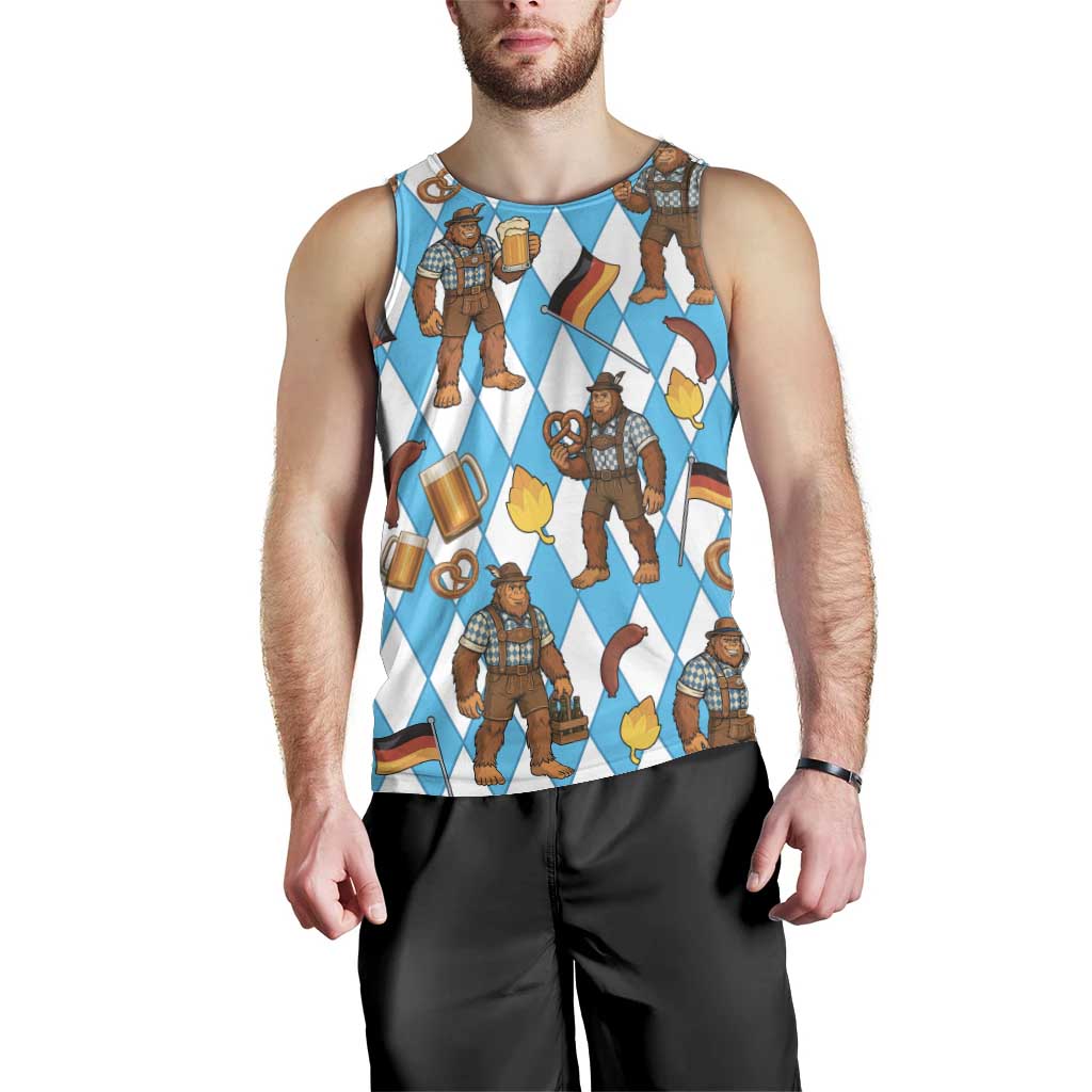 Funny Bigfoot Oktoberfest Men Tank Top Sasquatch Beer Pretzel Bavarian - Wonder Print Shop