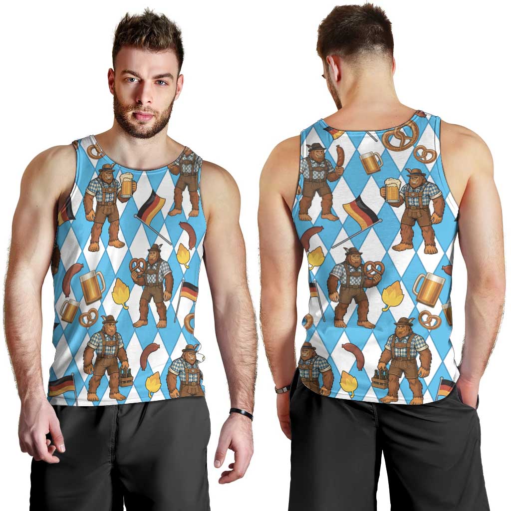 Funny Bigfoot Oktoberfest Men Tank Top Sasquatch Beer Pretzel Bavarian - Wonder Print Shop
