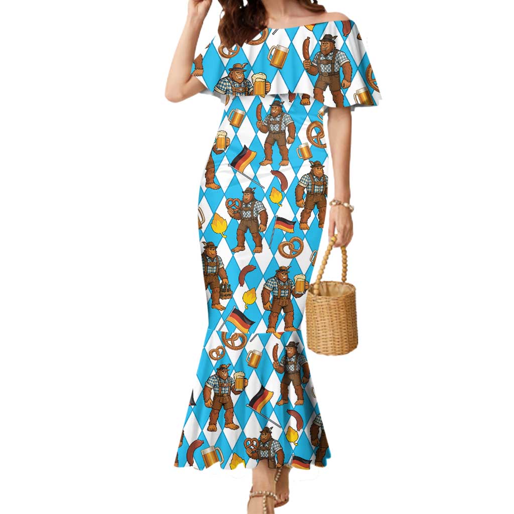 Funny Bigfoot Oktoberfest Mermaid Dress Sasquatch Beer Pretzel Bavarian - Wonder Print Shop