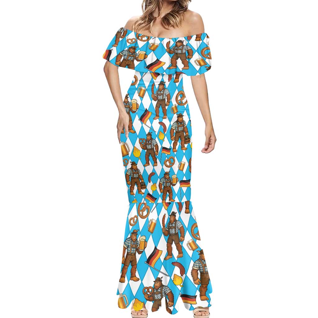 Funny Bigfoot Oktoberfest Mermaid Dress Sasquatch Beer Pretzel Bavarian - Wonder Print Shop