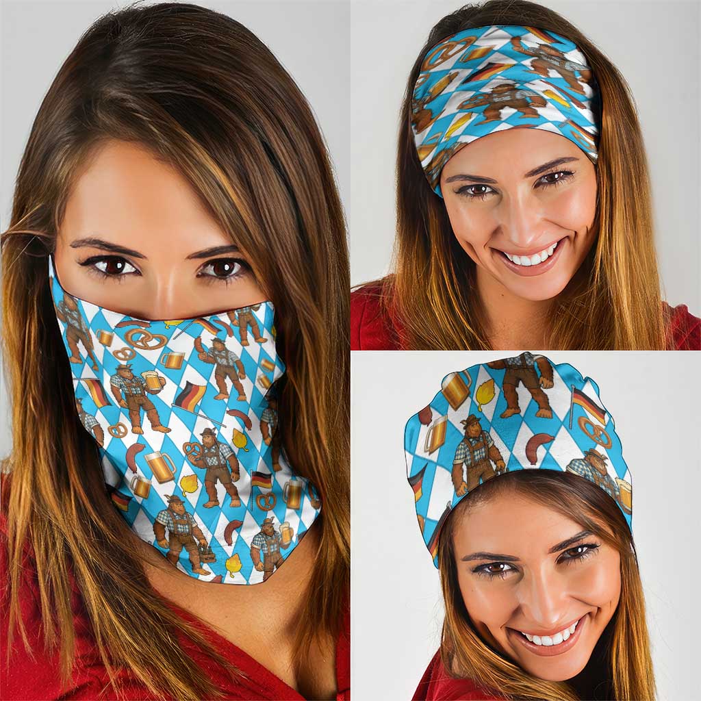 Funny Bigfoot Oktoberfest Neck Gaiter Sasquatch Beer Pretzel Bavarian - Wonder Print Shop