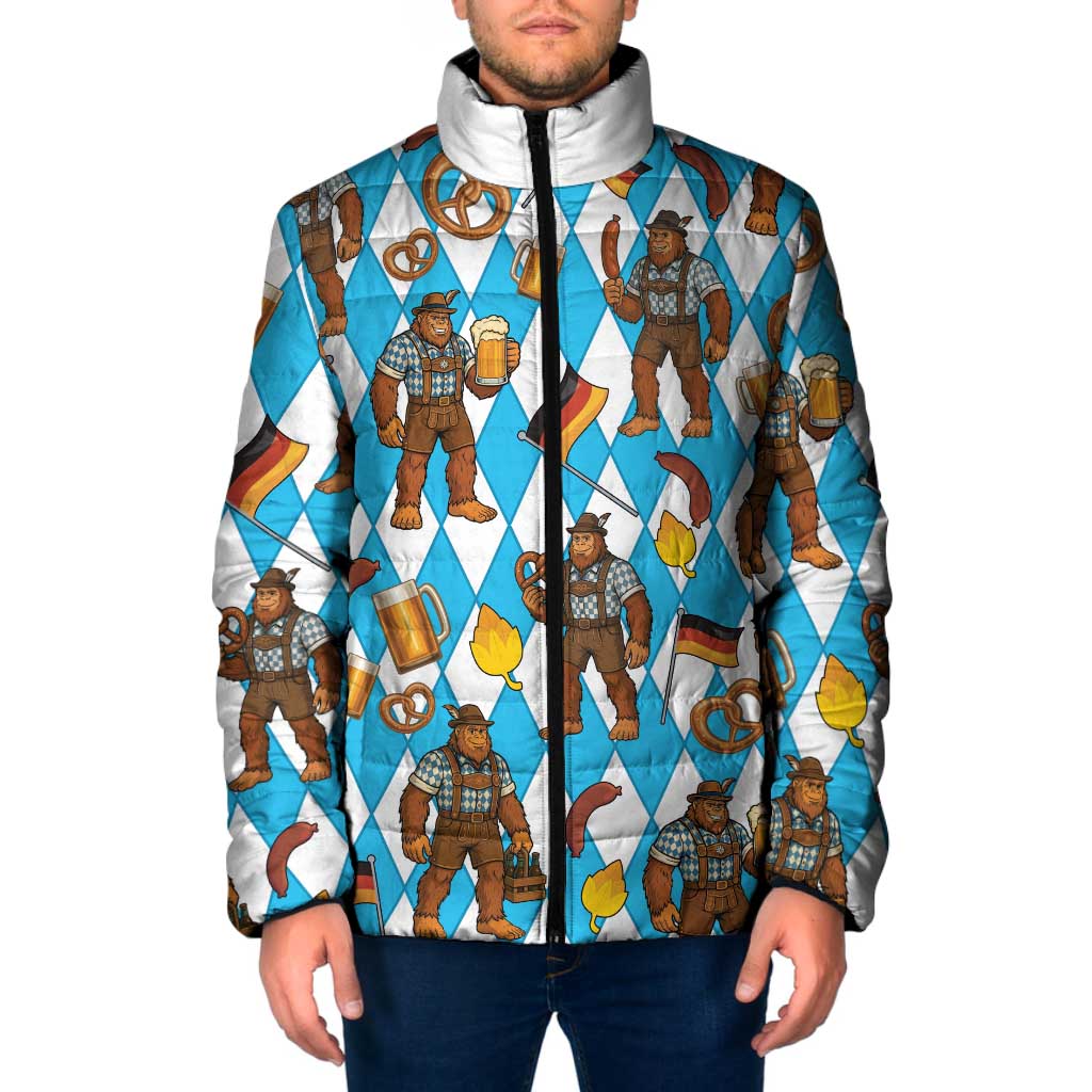 Funny Bigfoot Oktoberfest Padded Jacket Sasquatch Beer Pretzel Bavarian - Wonder Print Shop