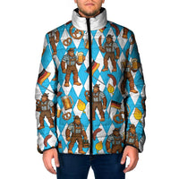 Funny Bigfoot Oktoberfest Padded Jacket Sasquatch Beer Pretzel Bavarian - Wonder Print Shop