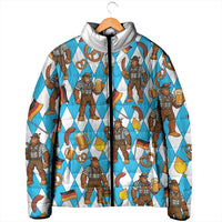 Funny Bigfoot Oktoberfest Padded Jacket Sasquatch Beer Pretzel Bavarian - Wonder Print Shop