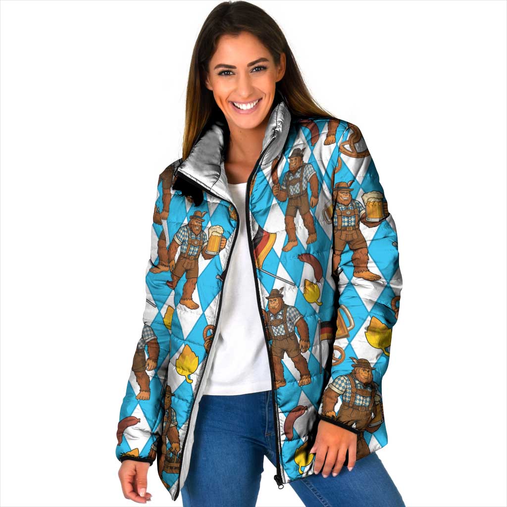 Funny Bigfoot Oktoberfest Padded Jacket Sasquatch Beer Pretzel Bavarian - Wonder Print Shop