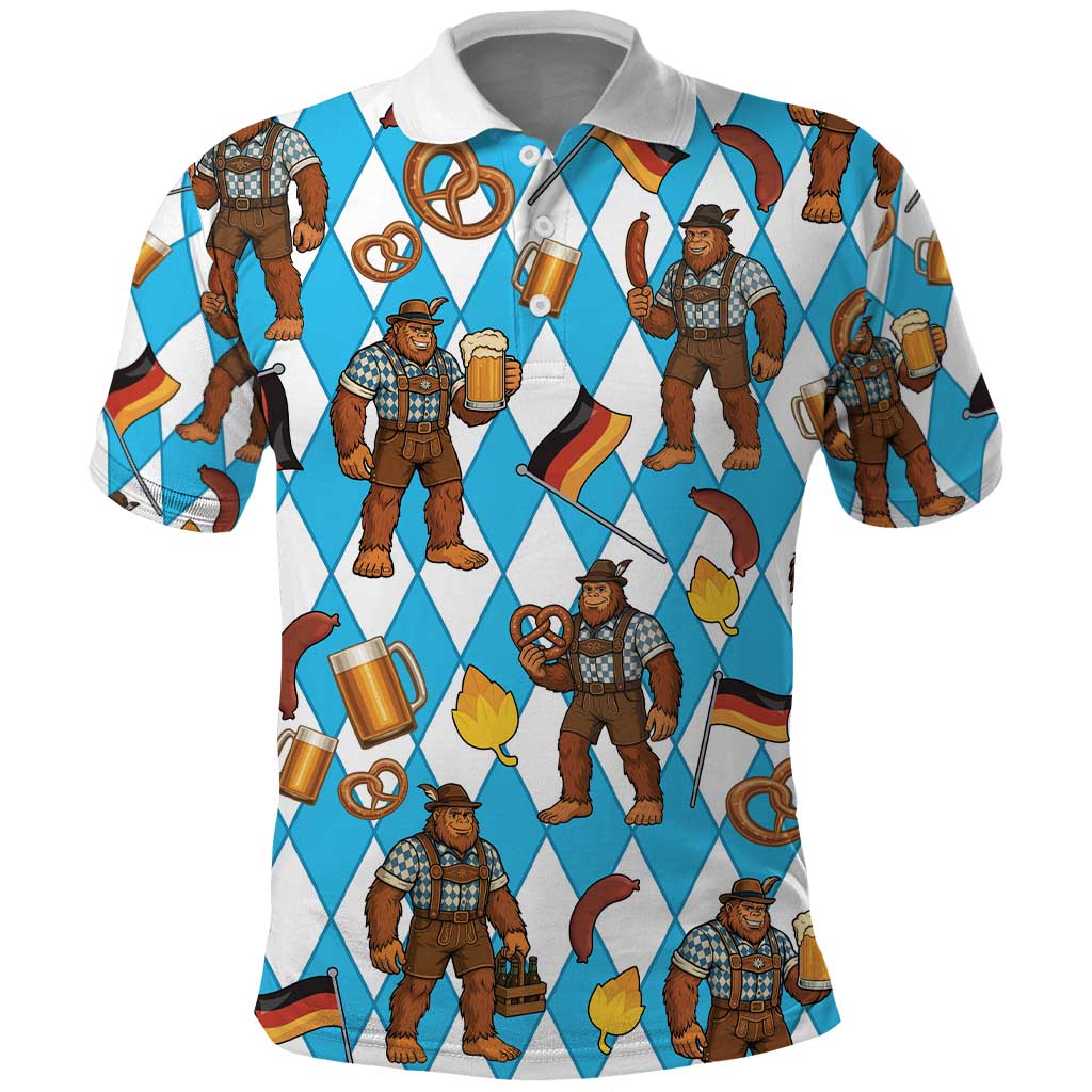 Funny Bigfoot Oktoberfest Polo Shirt Sasquatch Beer Pretzel Bavarian - Wonder Print Shop