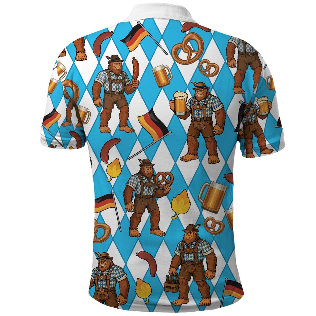 Funny Bigfoot Oktoberfest Polo Shirt Sasquatch Beer Pretzel Bavarian - Wonder Print Shop