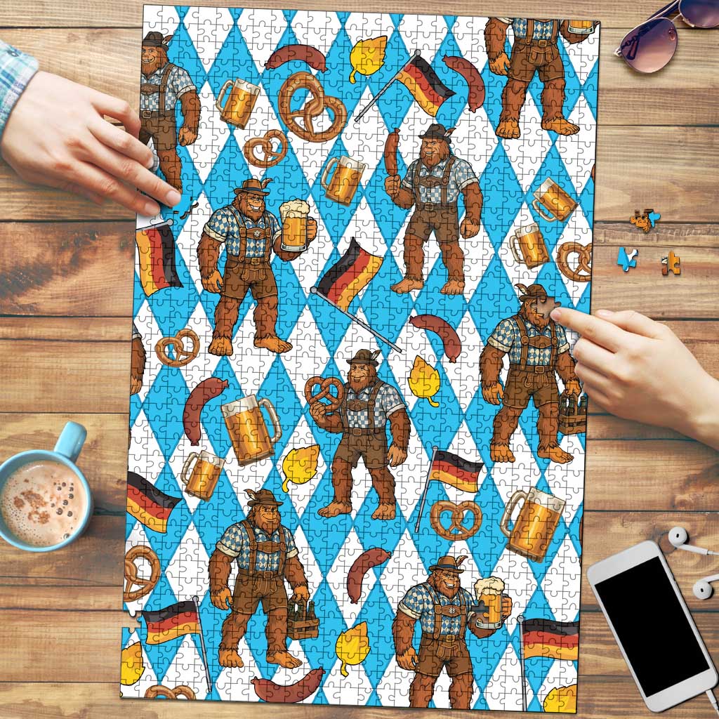 Funny Bigfoot Oktoberfest Puzzle Sasquatch Beer Pretzel Bavarian - Wonder Print Shop
