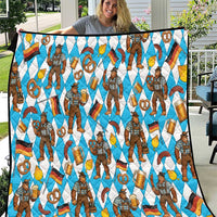 Funny Bigfoot Oktoberfest Quilt Sasquatch Beer Pretzel Bavarian - Wonder Print Shop