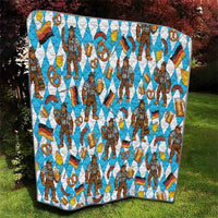 Funny Bigfoot Oktoberfest Quilt Sasquatch Beer Pretzel Bavarian - Wonder Print Shop