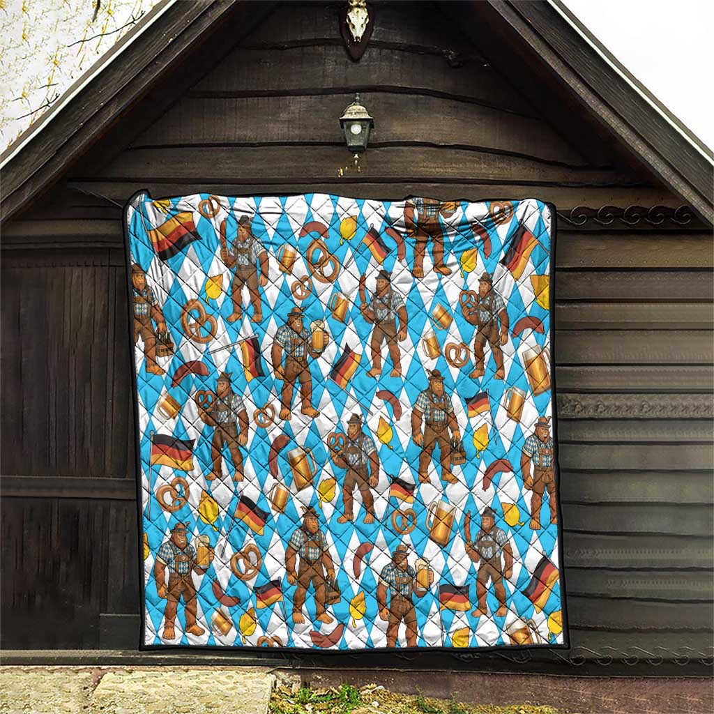 Funny Bigfoot Oktoberfest Quilt Sasquatch Beer Pretzel Bavarian - Wonder Print Shop