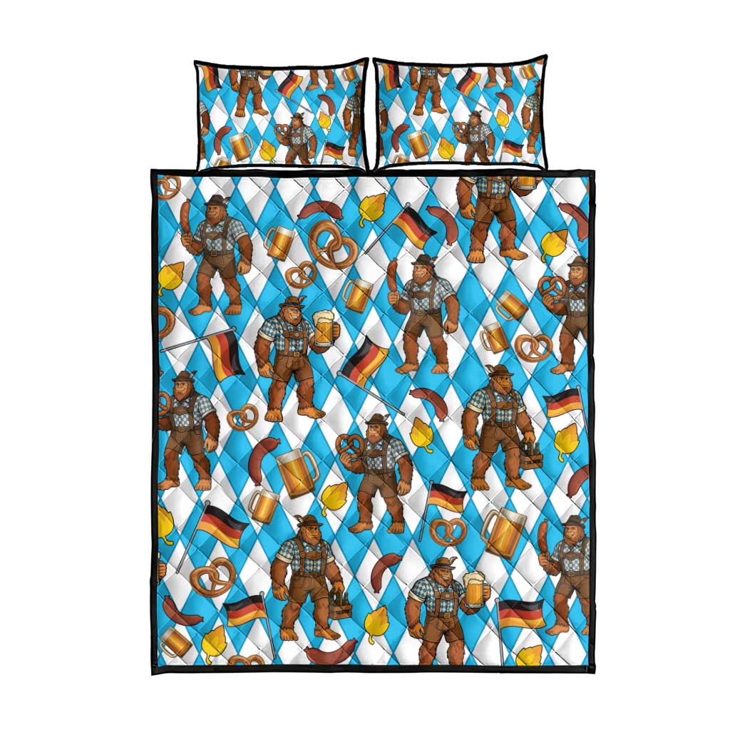 Funny Bigfoot Oktoberfest Quilt Bed Set Sasquatch Beer Pretzel Bavarian - Wonder Print Shop