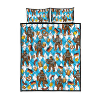 Funny Bigfoot Oktoberfest Quilt Bed Set Sasquatch Beer Pretzel Bavarian - Wonder Print Shop