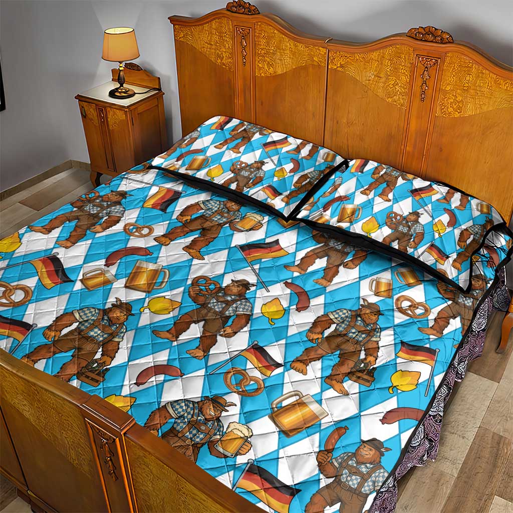 Funny Bigfoot Oktoberfest Quilt Bed Set Sasquatch Beer Pretzel Bavarian - Wonder Print Shop